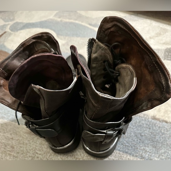 AS98 (Air Step) Simon Boho Biker Boots Where Art Meets Edgy Black w Burgundy - Picture 5 of 8
